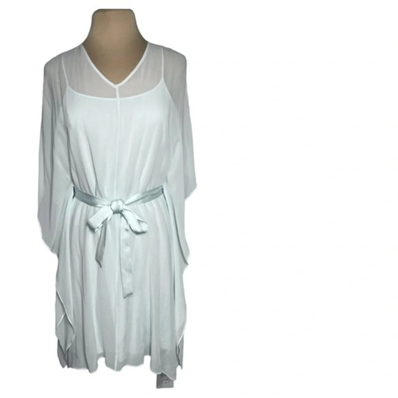 Eileen Fisher pale blue
Sheer Silk V-Neck kaftan Dress w/ Belt - Picture 6 of 14